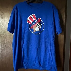 Blue Graphic Tee with Patriotic Design